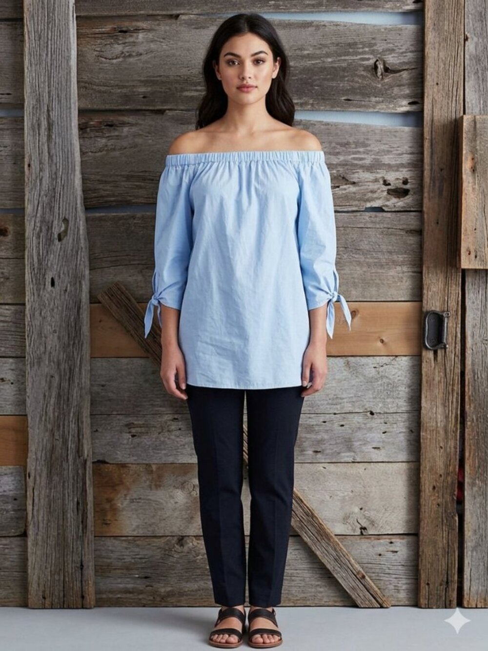 Urban Heritage Size Med Blue Off Shoulder Blouse